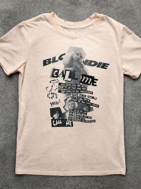 Blondie Call Me Graphic Tee Small Distressed Collar Soft Band T-Shirt Punk